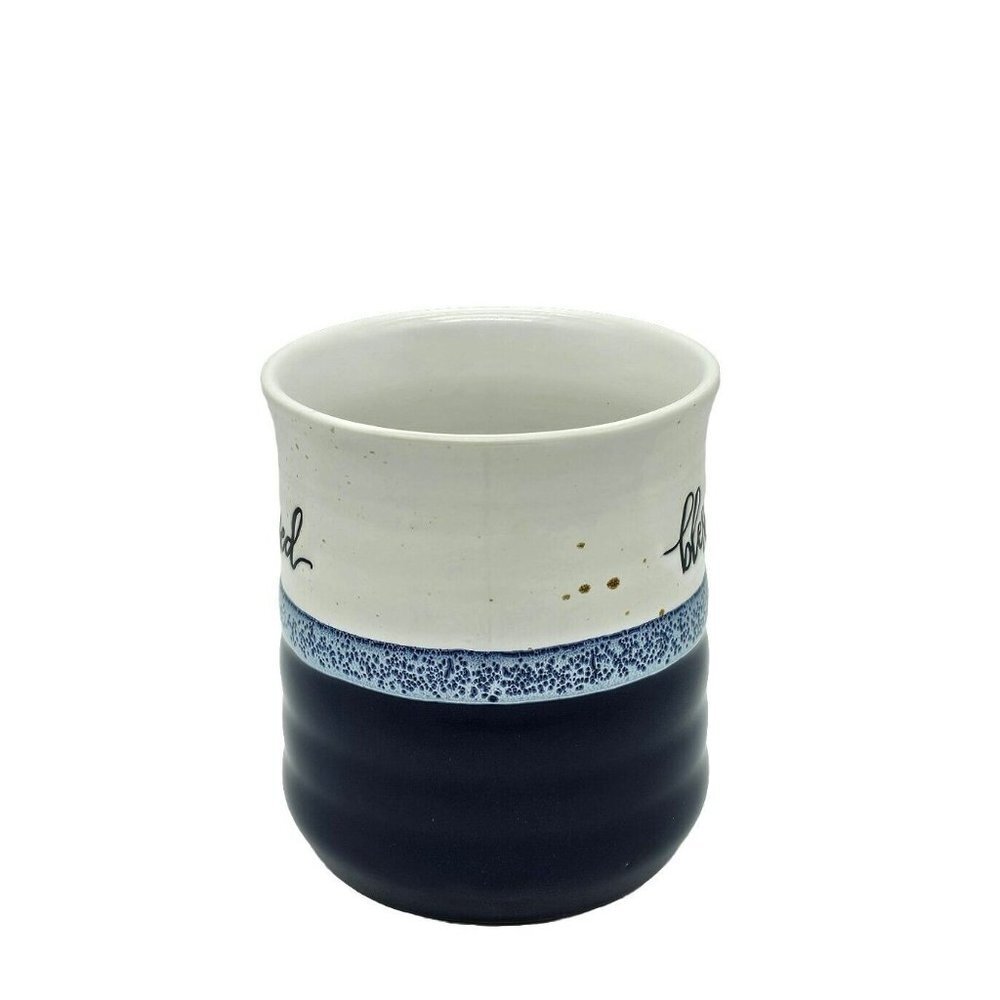 Dowan Dining Coffee Mug Blessed 20 oz Blue Farmhouse Cottage Country Pottery - Picture 4 of 7